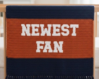 Chicago Bears inspirierte Babydecke - “NEWEST FAN” Häkeldecke Muster