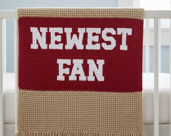 "San Francisco inspirierte Babydecke - ""NEUESTER FAN"" Häkeldecke Muster."