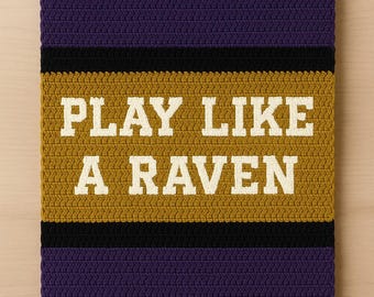 Baltimore Ravens inspirierte Häkeldecke - PLAY LIKE A RAVEN Graphgan Muster