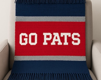 New England Patriots Inspired Crochet Throw – GO PATS! Graphgan Pattern