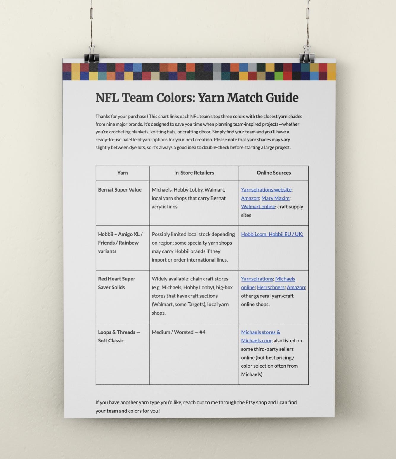 Nfl Team Color Yarn