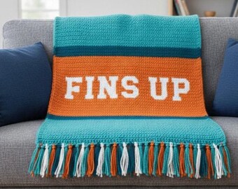 Miami Dolphins inspirierter Häkelüberwurf - FINS UP - Graphgan Muster