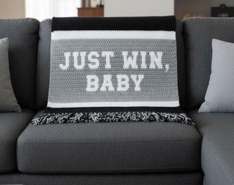 Las Vegas Raiders inspirierter Häkelüberwurf - JUST WIN, BABY - Graphgan Muster