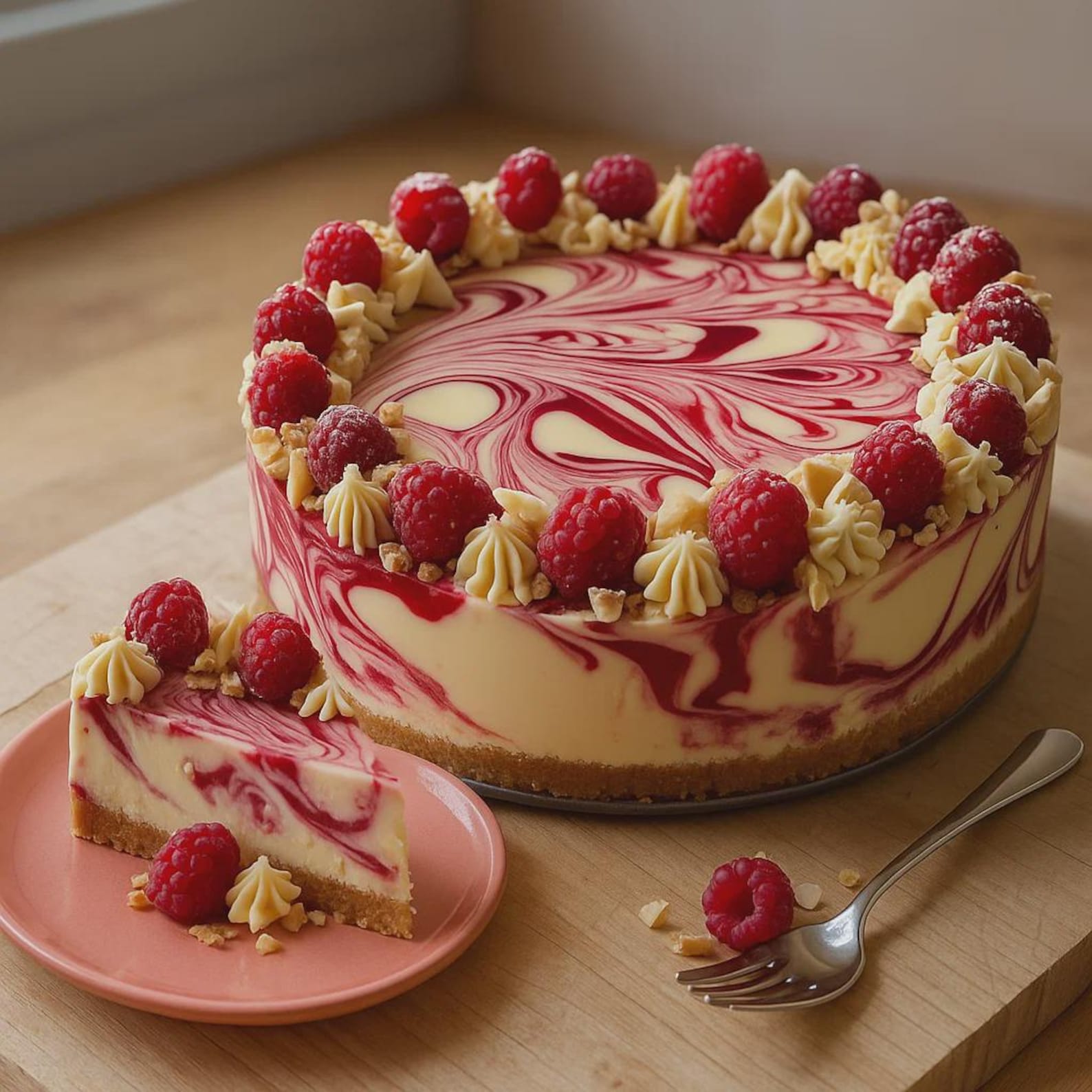White Chocolate Raspberry Cheesecake Recipe | No-bake Creamy Dessert ...