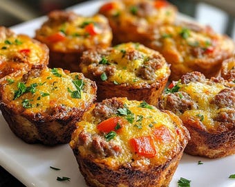 Receta de muffins de salchicha para el desayuno / Descarga digital en PDF