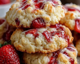 Ricetta dei biscotti nuvola alla cheesecake alle fragole / Dessert morbido e cremoso (download digitale)