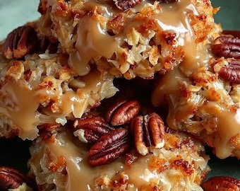 No-Bake Coconut Pecan Praline Cookies Recipe | (Digital Download)