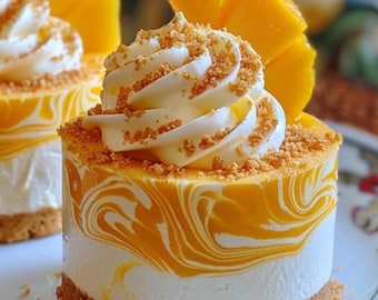 Mango Delight Käsekuchen Tassen Rezept | Tropisches Dessert (Digitaler Download)