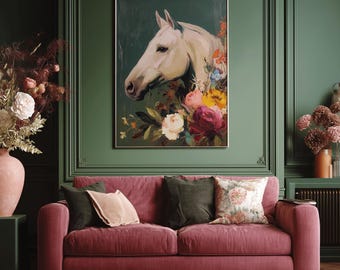 Vintage Horse Art Print: Moody Equestrian Decor