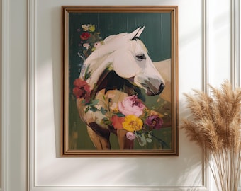 Vintage Horse Art Print: Moody Equestrian Decor