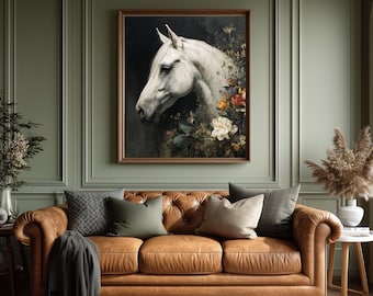 Vintage Horse Art Print: Moody Equestrian Decor