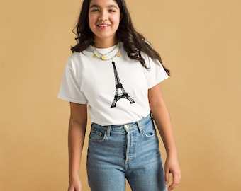 Kids Eiffel Tower Graphic Tee: Youth Paris Travel Shirt