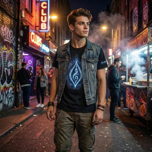 Flameborn Protection Sigil Tee | Flame Gate Shield Graphic by RebelFlameInfused