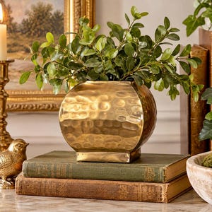 Vintage Brass Planter Square Footed Cachepot Small Brass Vase Hollywood Regency Boho Decor 4.25