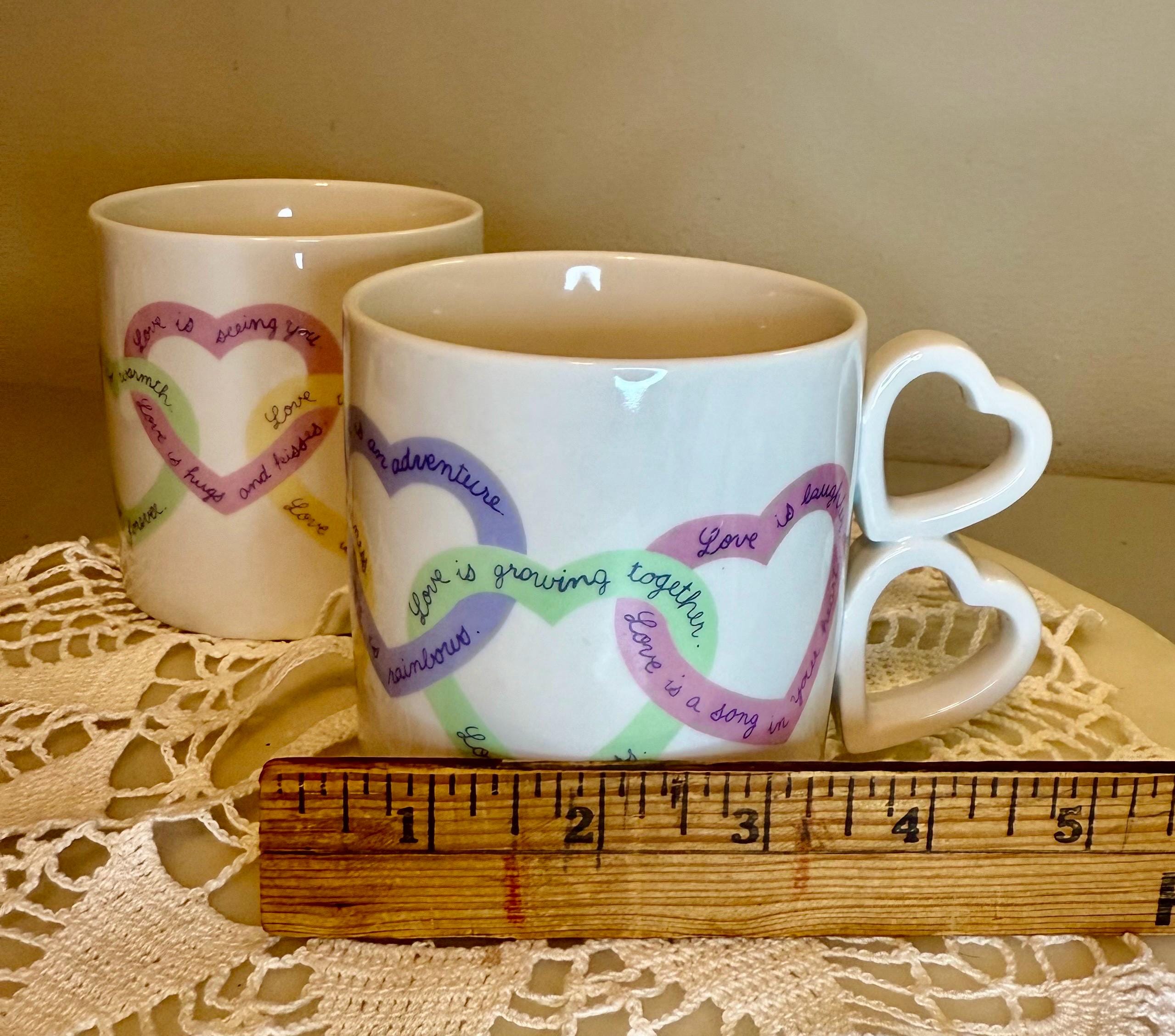Vintage Avon Valentine Mugs – Heart Handles, Cottagecore Decor