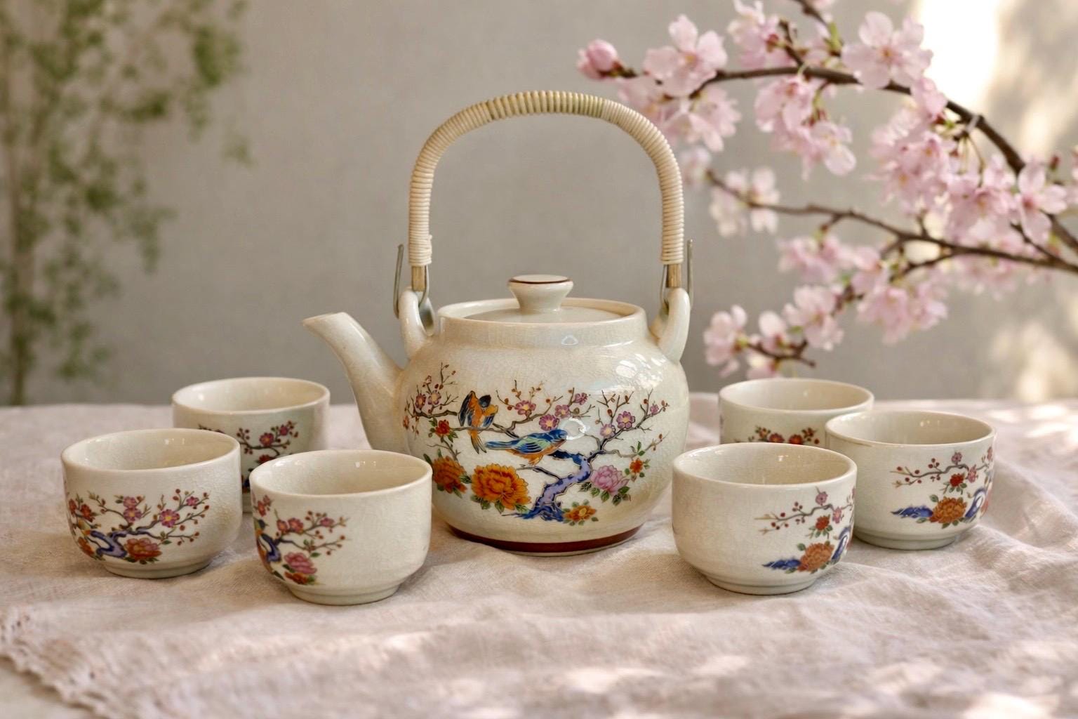 Japanese Antique Tea Set Birds - Etsy