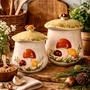Mushroom Canister Set 1970s - Etsy