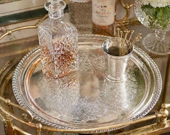 Vintage Rogers 171 Silver Plated Platter | Ornate Engraved Serving Tray Rope Edge