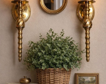 Vintage Brass Wall Sconces - Traditional Candle Holders, Set of 2