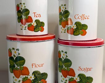 Vintage Ransburg Kitchen Canisters, Avocado Green With