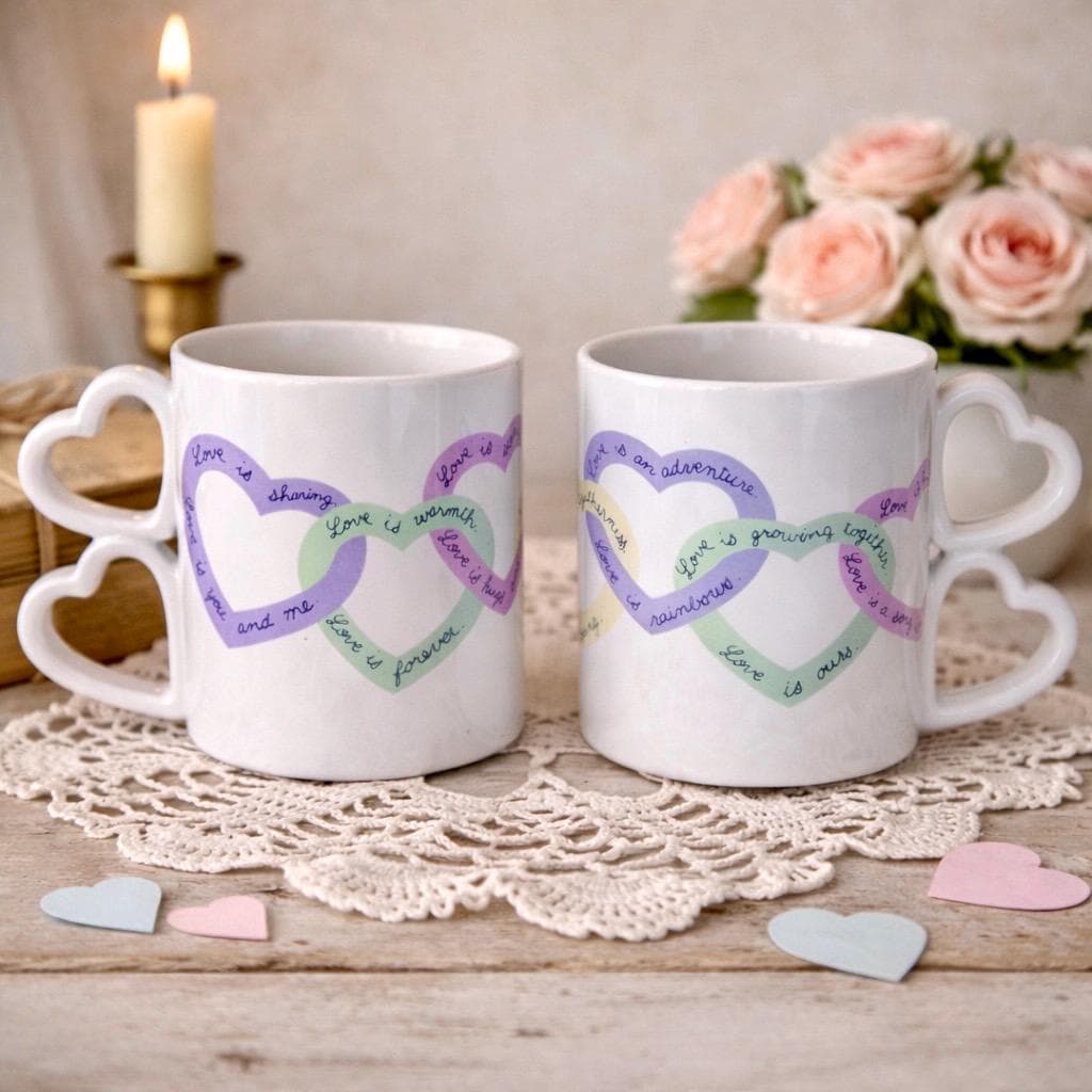 Vintage Avon Valentine Mugs – Heart Handles, Cottagecore Decor