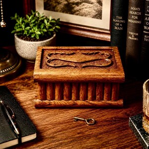 Vintage Turkish Hand Carved Puzzle Box | Wooden Secret Lock Key