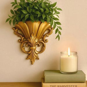 Vintage HOMCO Gold Wall Pocket Basket – Hollywood Regency Sconce