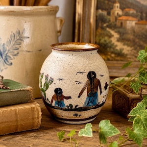 Signed Tonalá Pottery Vase, Hand Painted Mexican Folk Art Ceramic, Southwestern Boho Decor