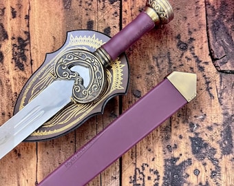 Theoden Herugrim Sword With Scabbard & Plaque, Handmade LOTR Rohan King Inspired Collectible, Fantasy Cosplay, Display, Decor, Birthday Gift