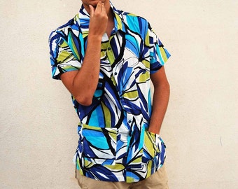 Camisa de Hombre- Colección Caribe- Estampado Tropical- Primavera Verano Hombre- Guayabera- MiXeDesigns Lab