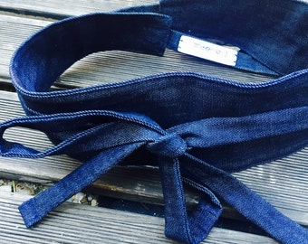 Sustainable, Wide Jean fabric belt,   Sash Denim, Woman's Fashion, Handmade, Waist obi