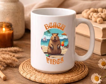 Tazza da spiaggia con capibara, divertente regalo per gli amanti degli animali