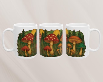Boho Pilz Kaffeetasse, Glasmalerei Sonnenuntergang Design
