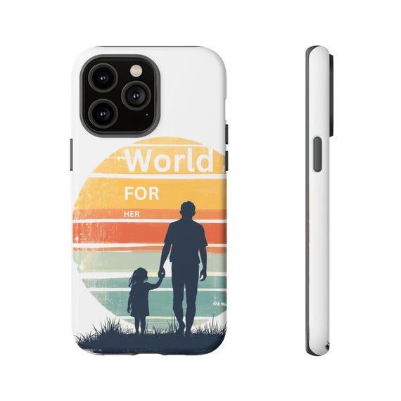 Dad Daughter Phone Case Sunset Silhouette Cover Gift for Dad
