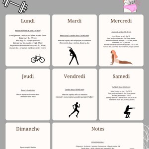 May include: A workout plan for back pain, featuring exercises like squats, bird dog, and cardio. The guide includes a weekly schedule with illustrations of each exercise, along with notes and general advice for a fitness routine.