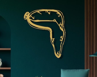 Melting Clock Metal Wall Art: Surrealist Inspired Wall Decor, Dali Style Home Accent