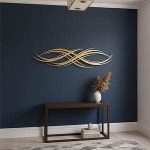 Modern Abstract Line Metal Wall Art, Flowing Wave Decor, Modern ...