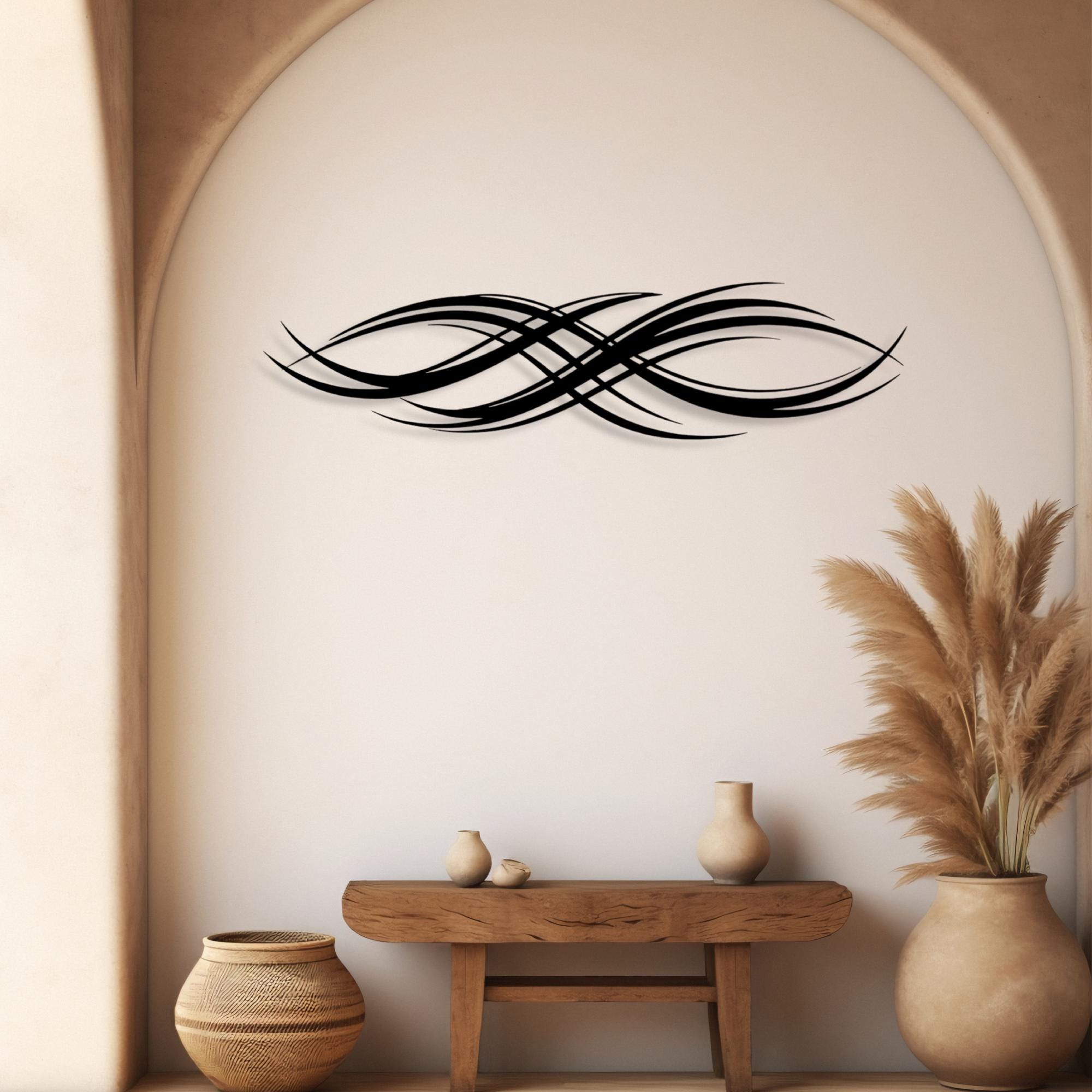 Modern Abstract Line Metal Wall Art, Flowing Wave Decor, Modern ...