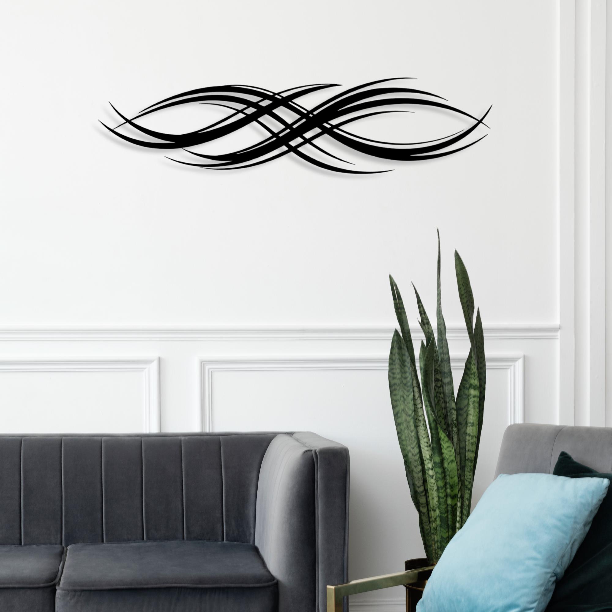 Modern Abstract Line Metal Wall Art, Flowing Wave Decor, Modern ...
