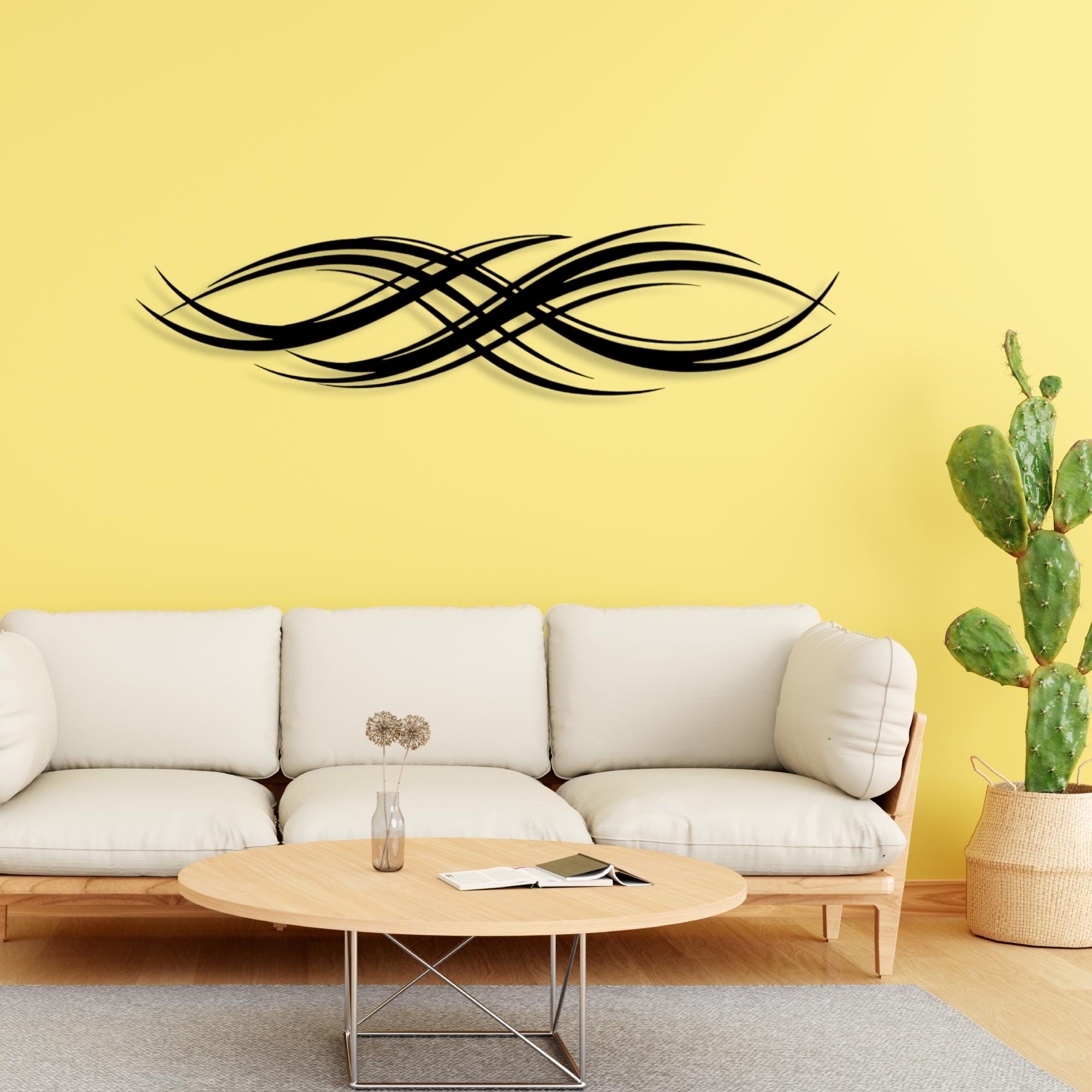 Modern Abstract Line Metal Wall Art, Flowing Wave Decor, Modern ...
