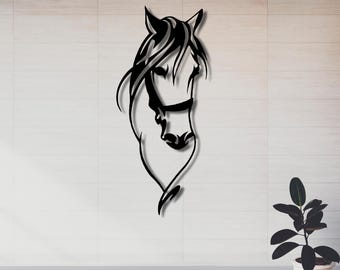 Elegant Horse Head Metal Wall Art, Minimalist Sculpture