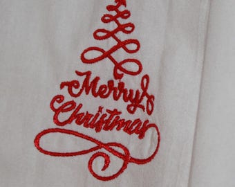 Embroidered Christmas Hand Towel: Holiday Kitchen Decor