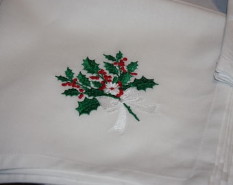 Holly Bundle Embroidered Table Napkin