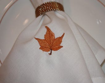 Leaf Embroidered Table Napkin: Fall Kitchen Decor