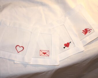 Valentine’s Day Embroidered Cocktail Napkin Set (Set of 4)