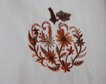Embroidered Fall Floral Pumpkin Apron