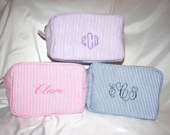 Personalized Pin Stripe Cosmetic Makeup Bags with Monograms