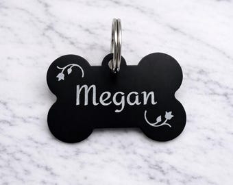 Personalized Dog Tag, Custom Pet ID, Bone Shape, Engraved Tag