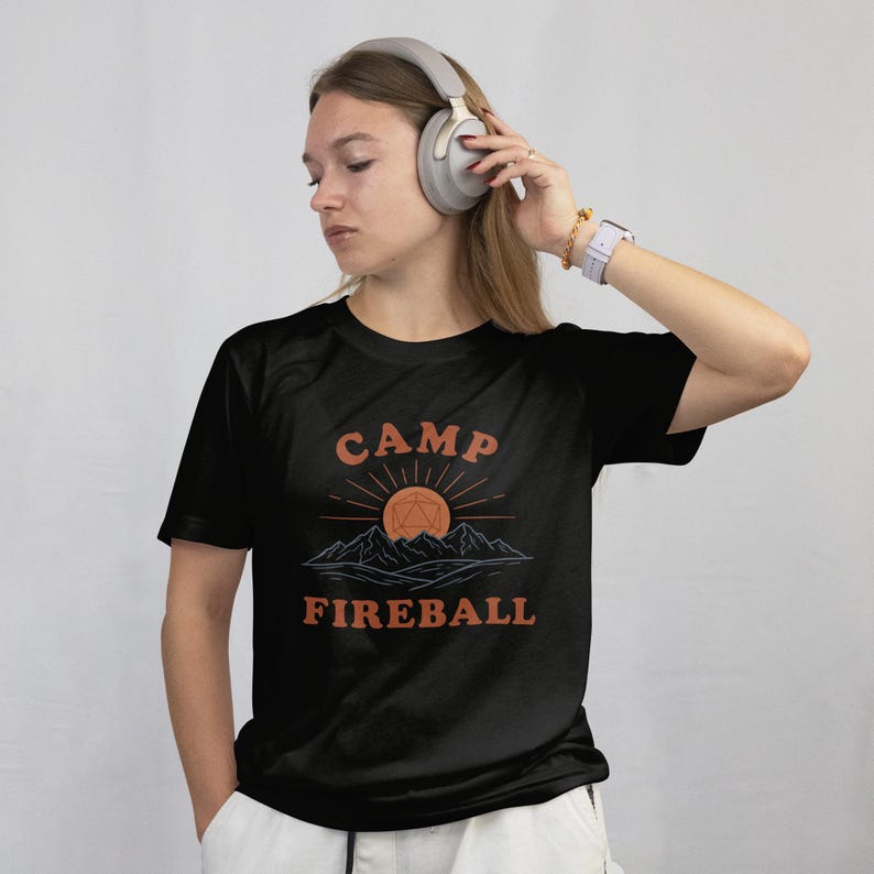 Boho DND Shirt, Camp Fireball TTRPG Tee, Minimalist Fantasy Apparel, Cozy Tabletop Gamer Gear image 6