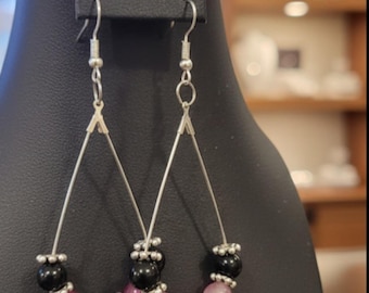Bracelet de sensibilisation au mélanome contre le cancer, bijoux en ruban noir, bracelet et boucles d'oreilles faits main de 7 pouces